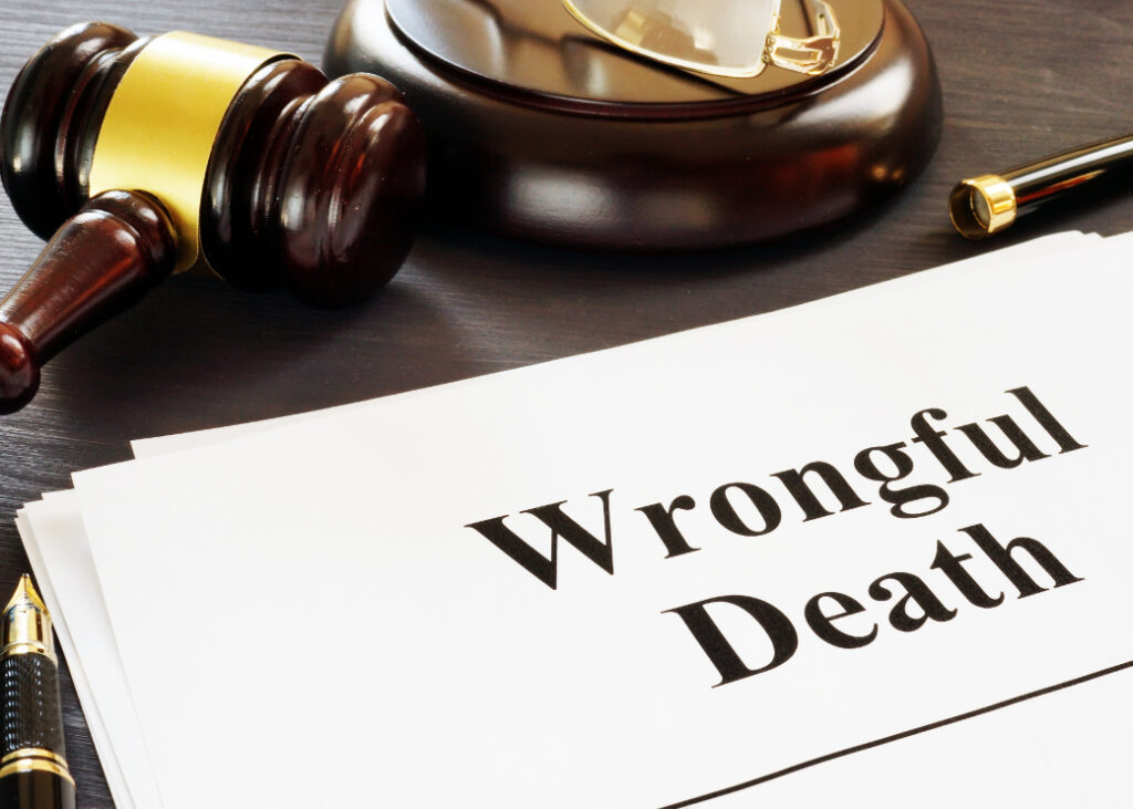 Wrongful death claims documents and a gavel.