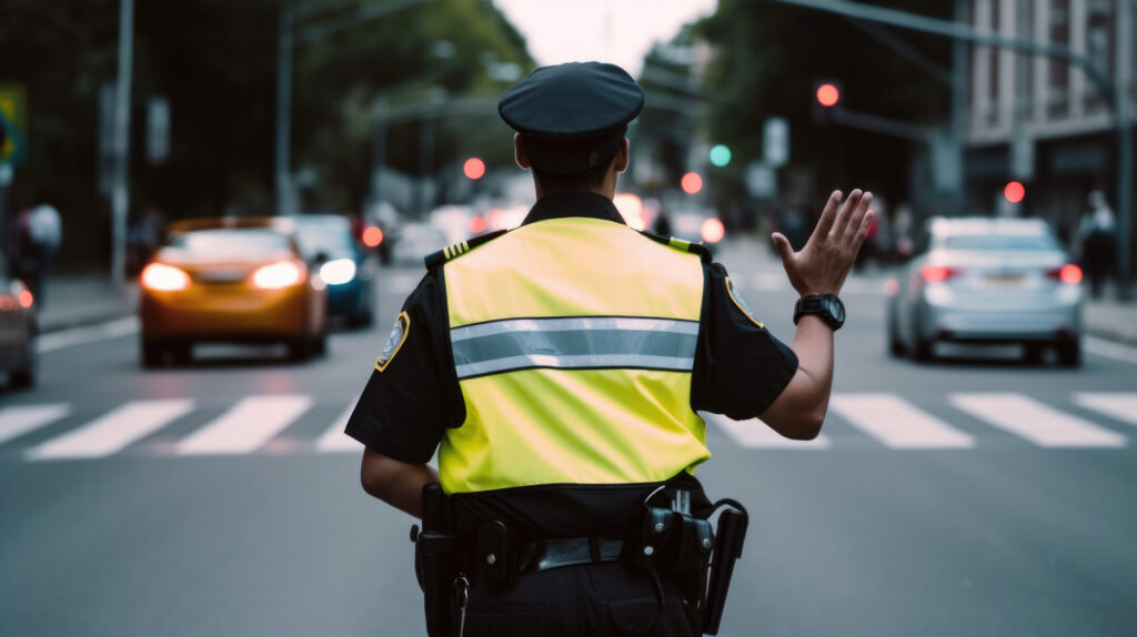 police officer directing traffic, generative ai.