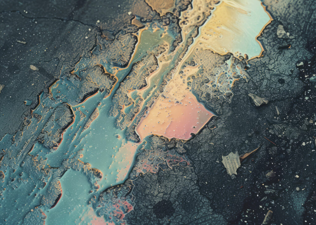 oil spill on asphalt