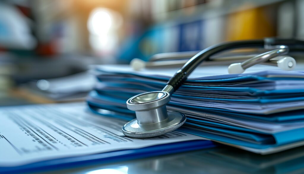 the application of document management technologies in the healthcare industry, emphasizing secure and efficient handling of patient records and medical information.