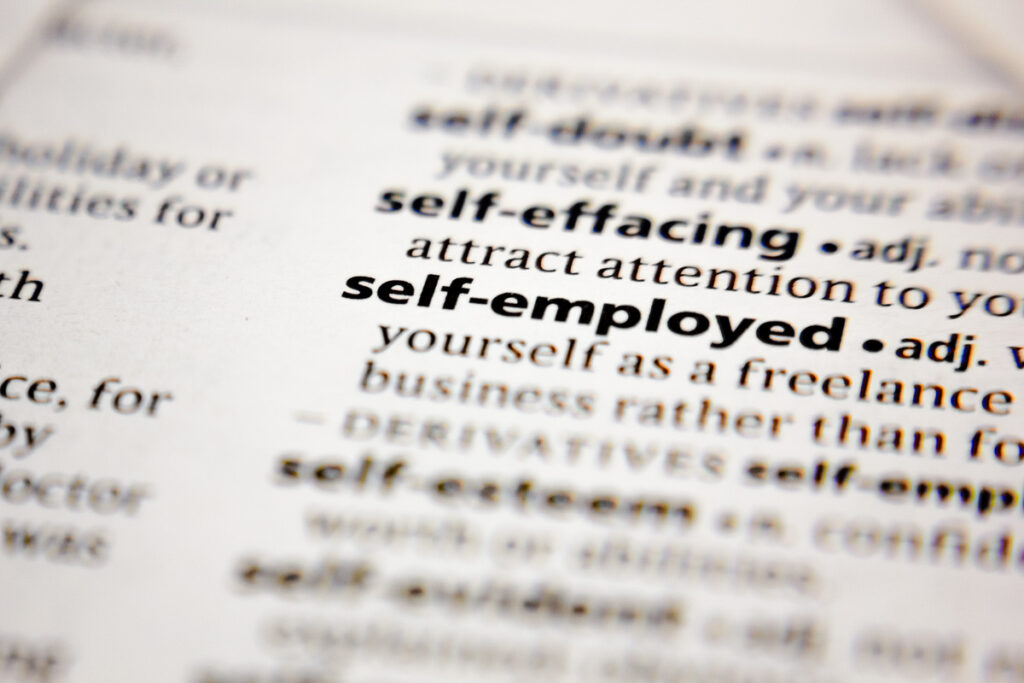 Word or phrase self-employed in a dictionary.