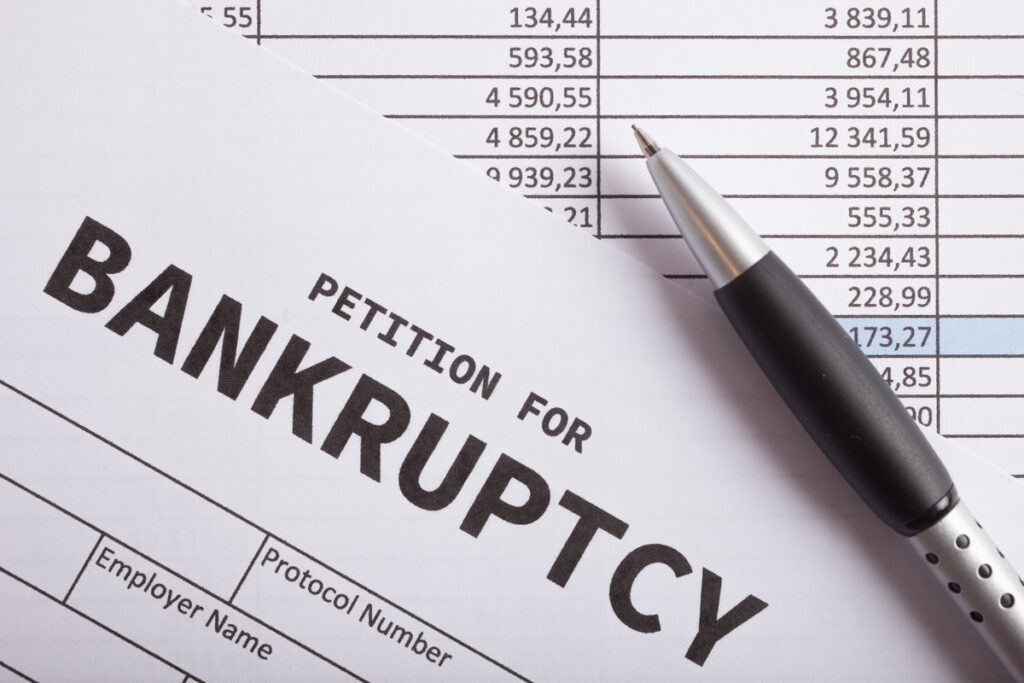 Close-up of a bankruptcy petition